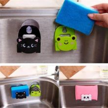 Cartoon dish cloth sponge holder with suction cup for kitchen multifunctional storage organizer