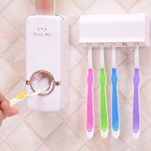 Bathroom accessories set tooth brush holder automatic toothpaste dispenser wall mount rack