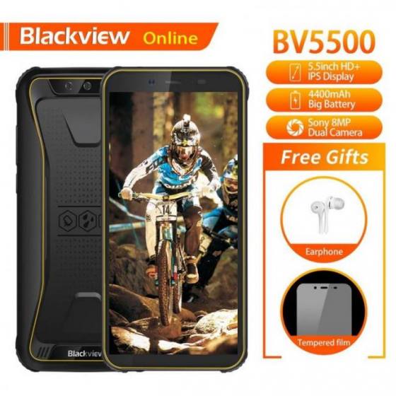 Blackview original bv5500 3g 5.5″ ip68 waterproof rugged smartphone 2gb+16gb android 8.1 dual sim 4400mah 18:9 outdoor mobile phone
