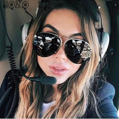 SOZO TU kebesaran sunglass wanita tanpa bingkai Kacamata Besar Wanita Wanita Kacamata Penerbangan Besar Wanita Kacamata Besar
