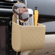 Car Outlet Vent Seat Back Tidy Storage Box PU Leather Coin Bag Case Pocket Organizer Hanging Holder Pouch 1PC