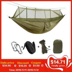 Hamaca portátil de camping ao aire libre con mosquiteira (para 1-2 persoas)