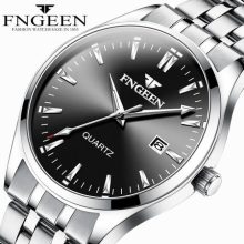 Fngeen business men’s quartz wrist watch luxury stainless steel waterproof