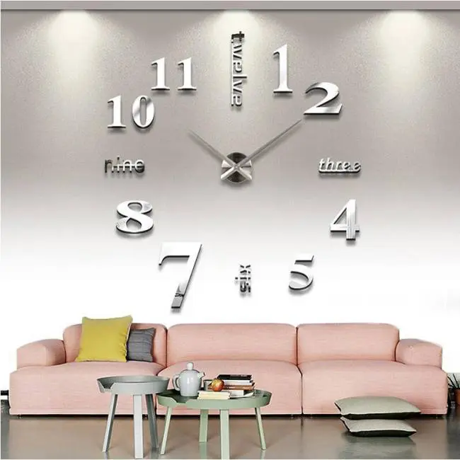 Fashion large quartz clock wall sticker for living room