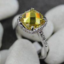 Fleure esme hot bezel setting rhodium plated ring champagne cubic zirconia r3603 size #6 7 8 9 romantic style women jewelry gift