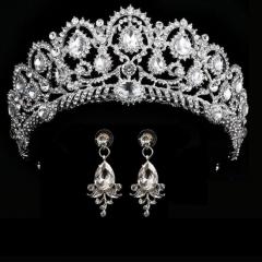 Wedding Crown Queen Bridal Tiaras With Earrings Headband Hair Jewelry Ornaments