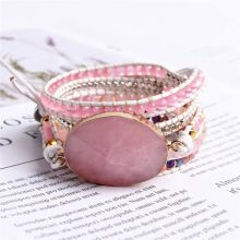 2019 unique punk bracelets women wrap bracelets natural stones 5 layers leather cuff bracelet femme bracelets gifts dropshipping