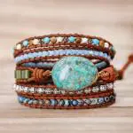 Unique Punk Women Wrap Bracelets Natural Stones 5 Layers Leat...