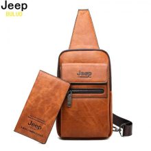 JEEP BULUO Men Split Leather Large Size Shoulder Crossbody Bag