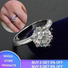 Certificated 1.5CT Lab Diamond Wedding Rings 100% Real 925 Silver Solitaire Rings
