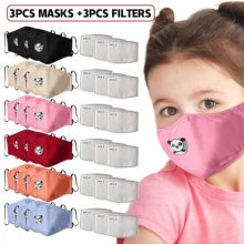 3pc kids maske with 3pc filter cot