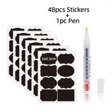 48pcs Kitchen Jar Label Stickers Chalkboard Tags