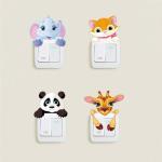 Cartoon Funny Animals Elephant , Cat , Panda , Giraffe ; Toilet  & Bed rooms Switch Sticker