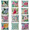 Home Decorative Throw Pillow , Watercolor Floral Pillow Cover , Linen Pillowcase