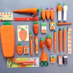 2021  Creative Carrot Series , Soft Silicone Pencil Case  Stationery Set