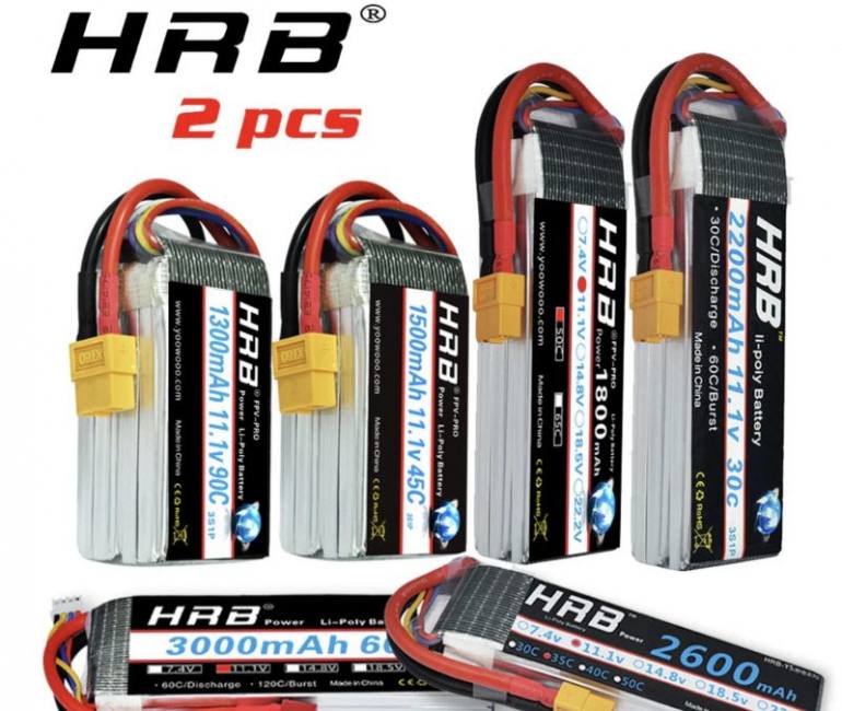 2 Units HRB RC Lipo Battery Deans Plug for RC Drones Airplane & Cars
