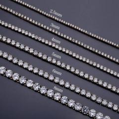 TOPGRILLZ 2.5mm-10mm  Iced Out Bling AAA Zircon 1 Row Tennis Chain Necklace Men Hip hop Jewelry Gold Silver Color Charms