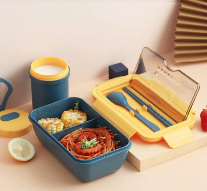 Eco-friendly Lunch Box BPA Free Microwave Safe with Cutlery 1100ml