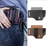 PU Leather Sheath Multitool EDC Flashlight Key Belt Holder 3 Pockets