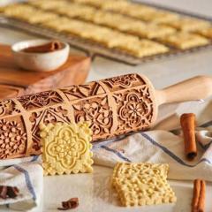 Embossing Rolling Pin Wooden...