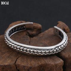 New s925 sterling silver jewelry trendy fashion man and women bracelets korean version 925 silver simple woven open bracelet