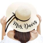 Floppy Hat with Black Ribbon, Custom Beach Hat 2022 Personalized