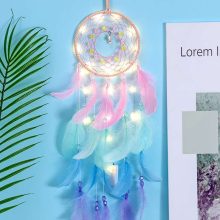 Wall dreamcatcher led handmade feather dream catcher braided wind chimes art for room decoration hanging home decor poster
