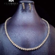 Terrific Cliomora Diamond Necklace & Earrings Set CZ Cubic Zirconia ZKS59