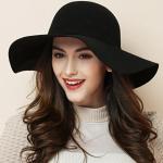 Hot Sale Casual Fedora Cap Breed Brimmed Dome Hoeden Hoge kwaliteit Wol Floppy Dames Black Cloche Elegante hoed